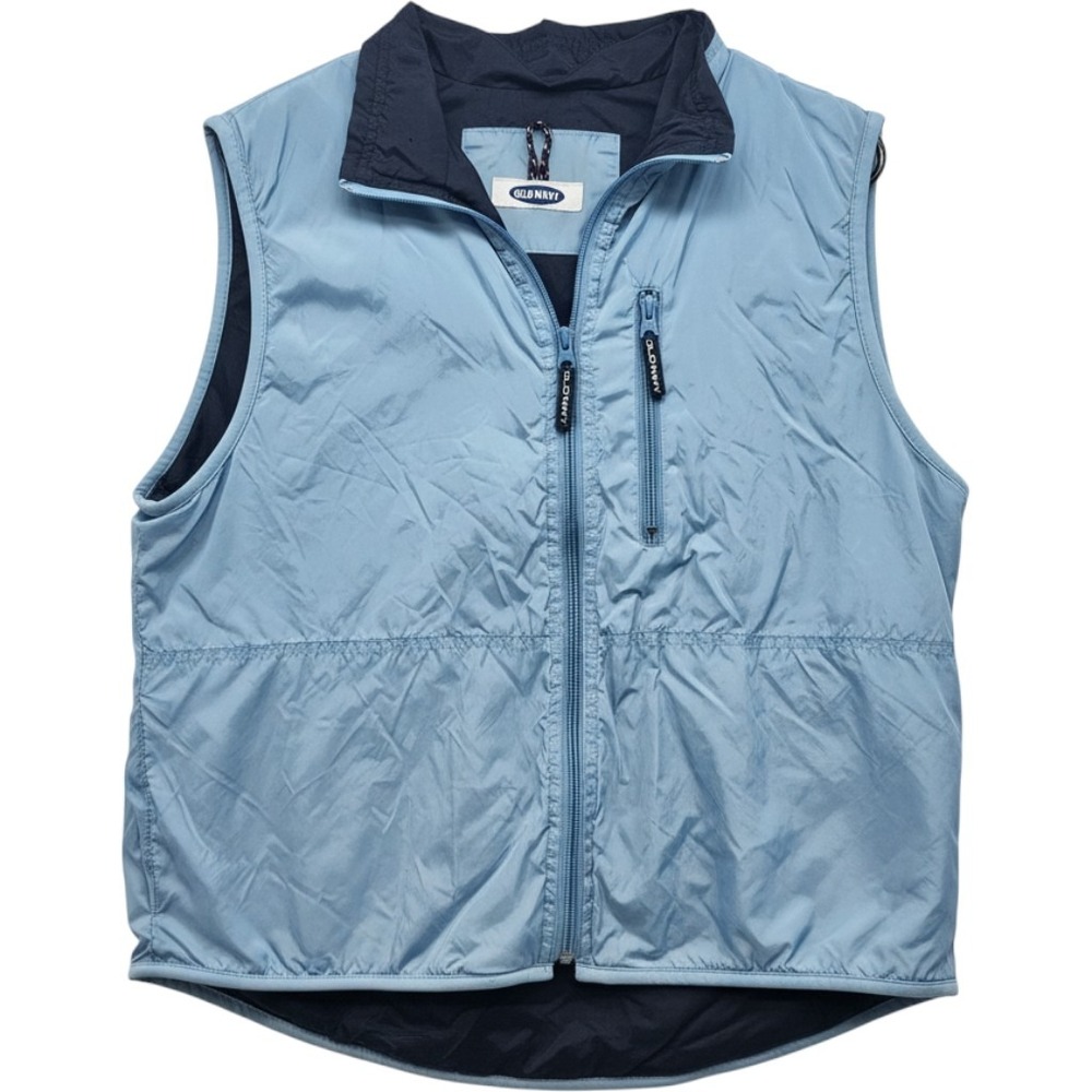 Old Navy Womens Light Blue Full Zip Sleeveless Vest Windbreaker Pockets Large